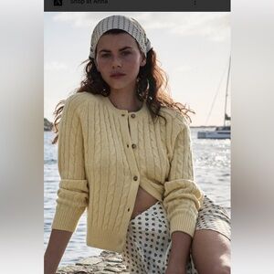 Doen Penrose Yellow Cable Knit Cardigan XS